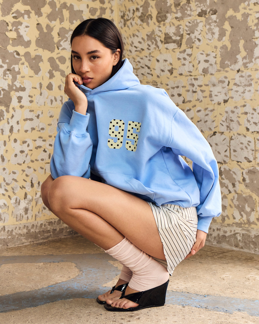 95 DOTS HOODIE (CELESTE)