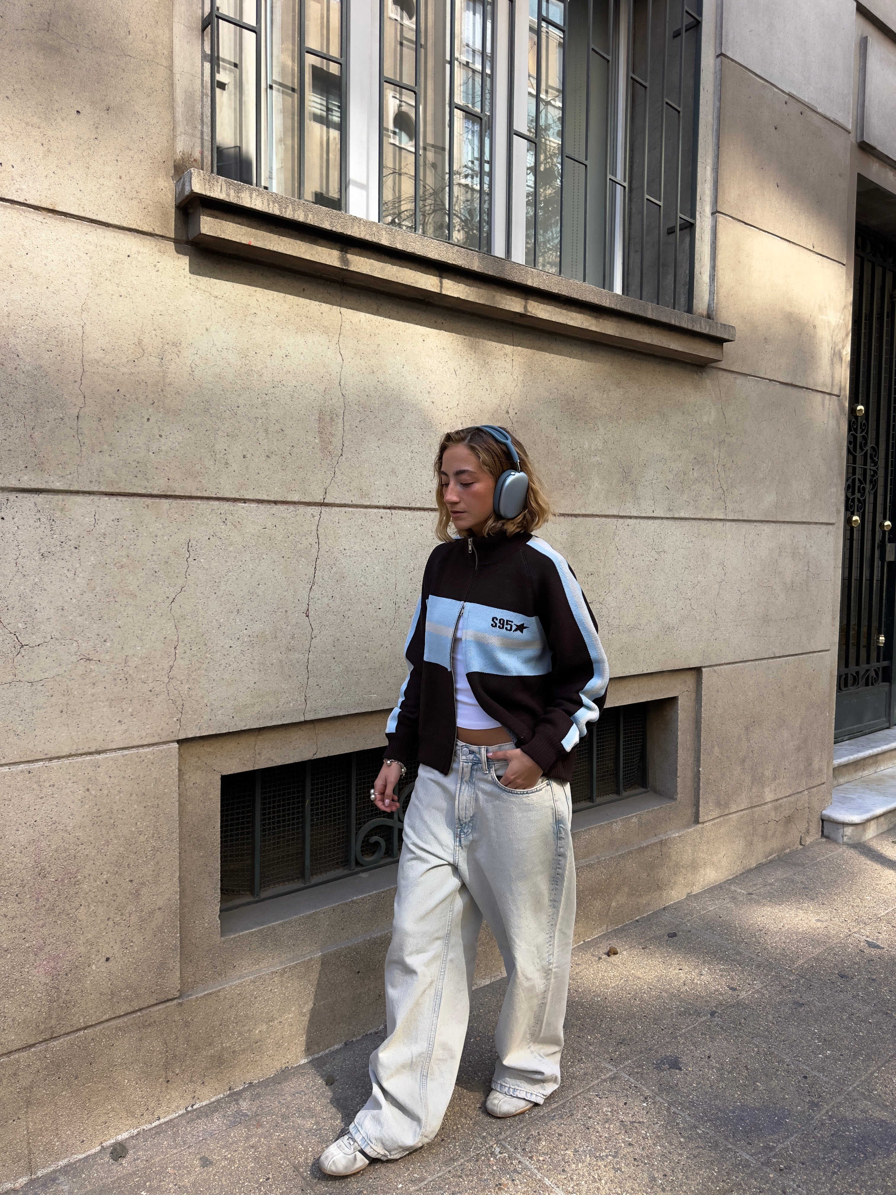 ZIPPER KNIT (CAFE/CELESTE) (ENVÍO SAMEDAY)