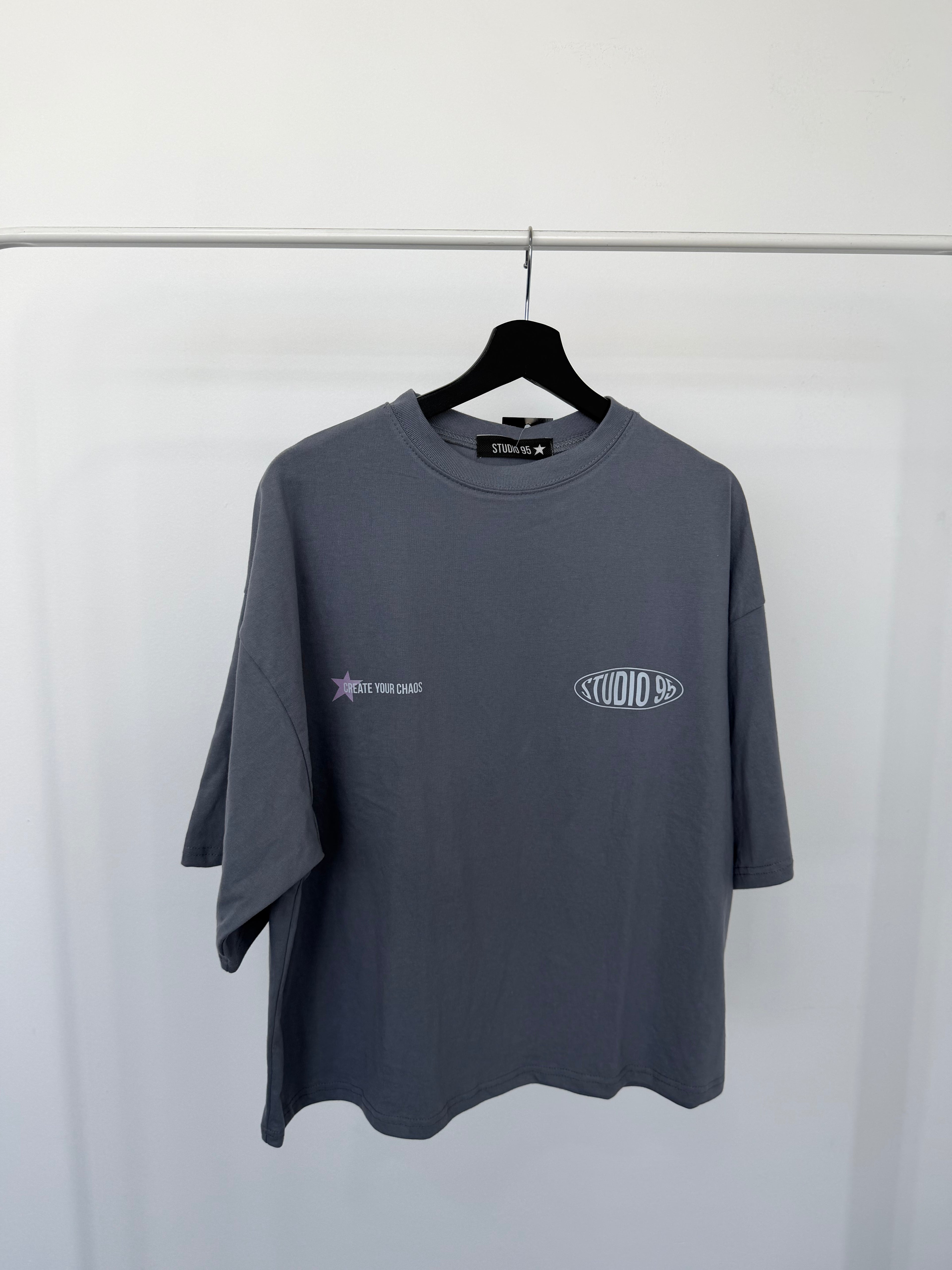 #53 GREY STARS TEE (L(XL)