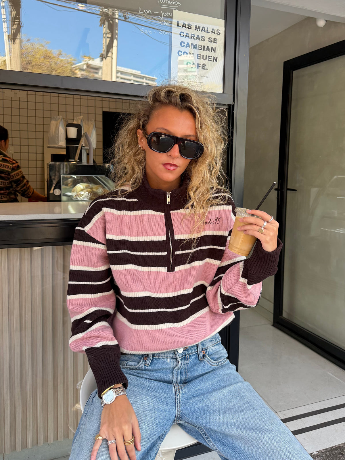 STRIPES KNIT (ROSADO/CAFÉ) (ENVÍO SAMEDAY)