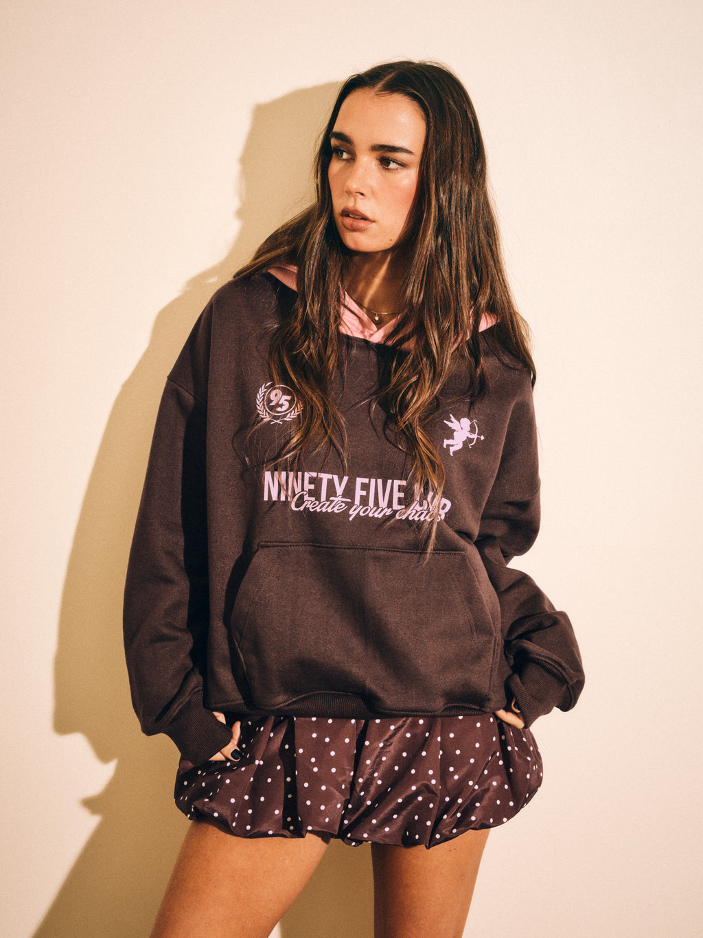 BROWN N PINK HOODIE