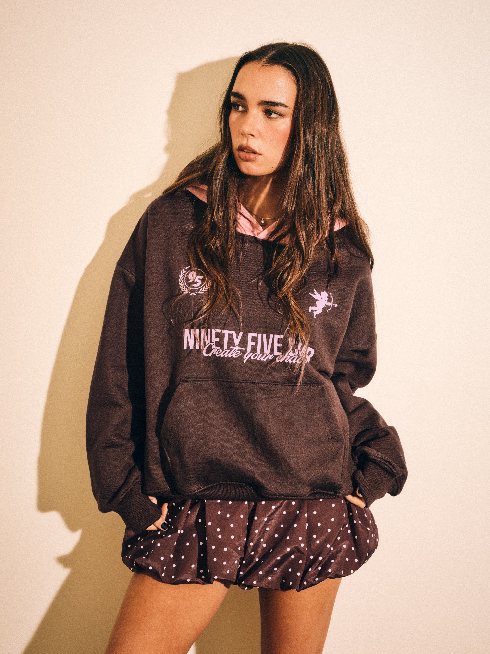 BROWN N PINK HOODIE